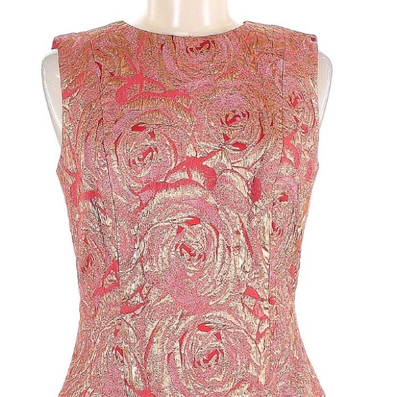 Carmen Marc Valvo Pink Fit and Flare Midi Dress for Weddings - Picture 2 of 11